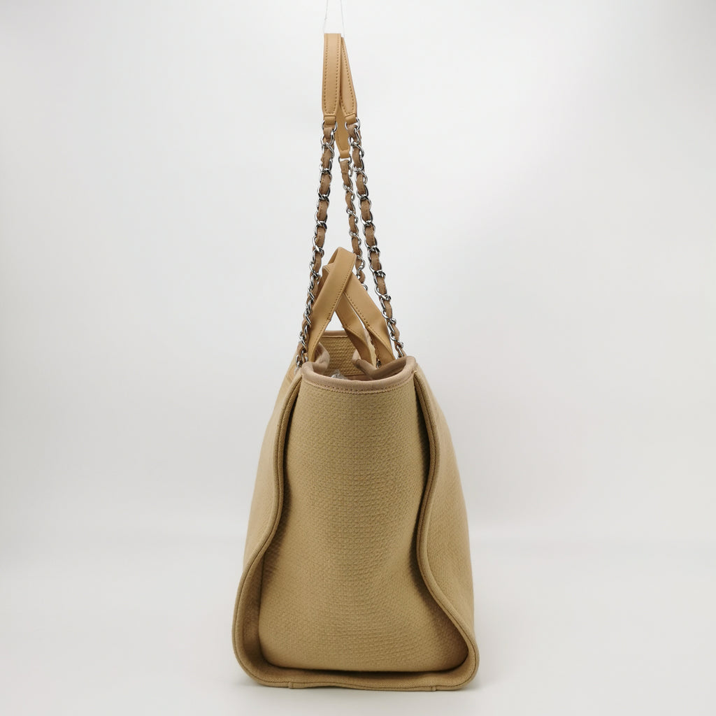 Chanel Deauville Canvas Top Handle Beige