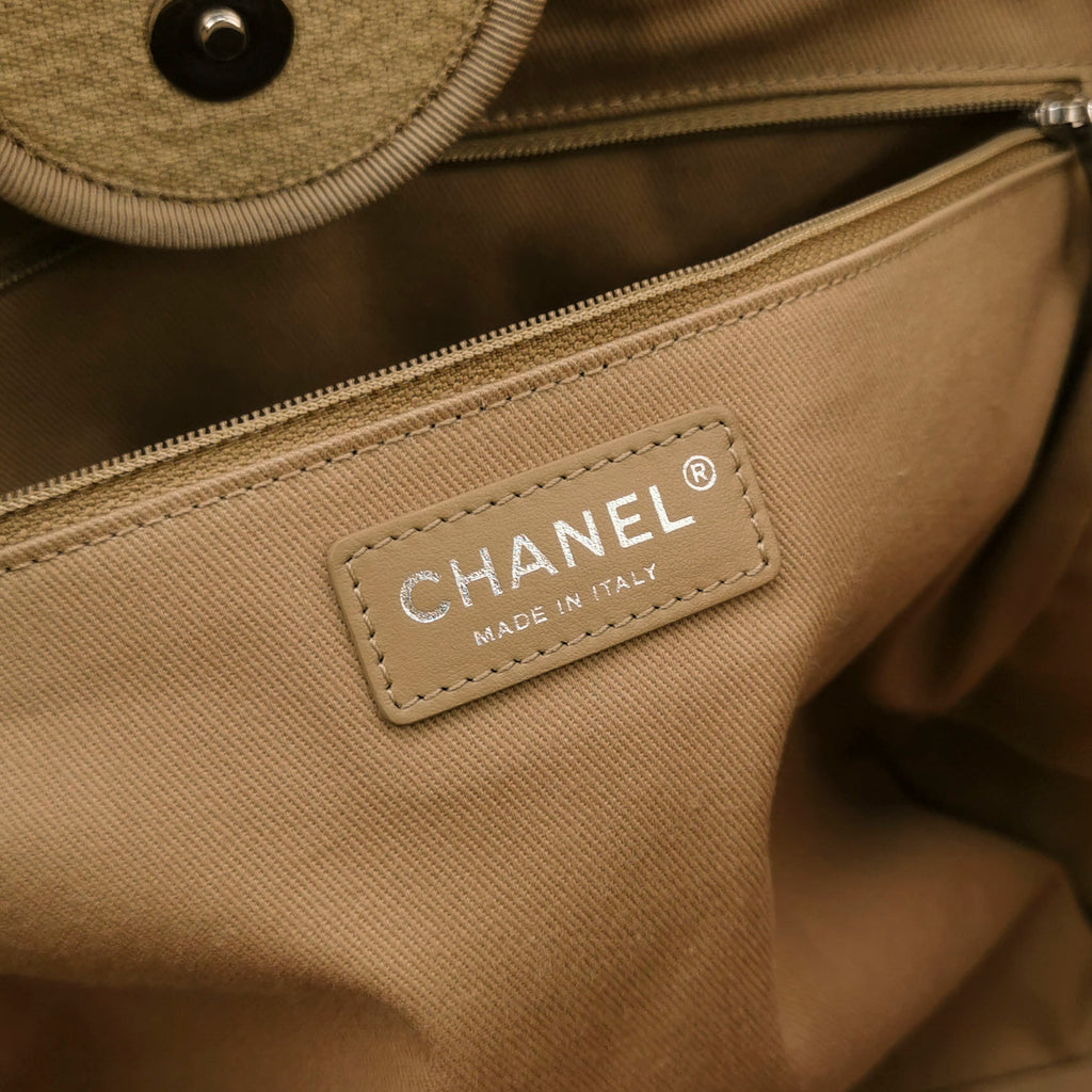 Chanel Deauville Canvas Top Handle Beige