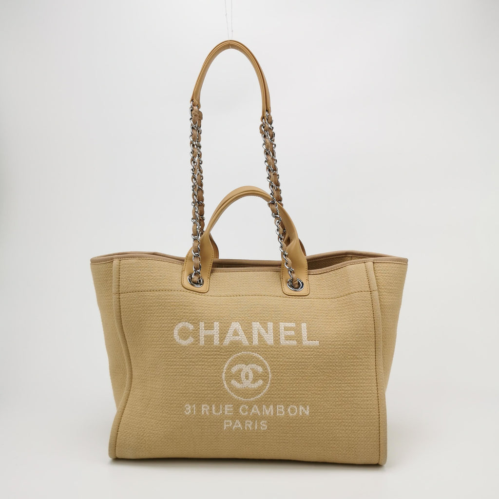 Chanel Deauville Canvas Top Handle Beige