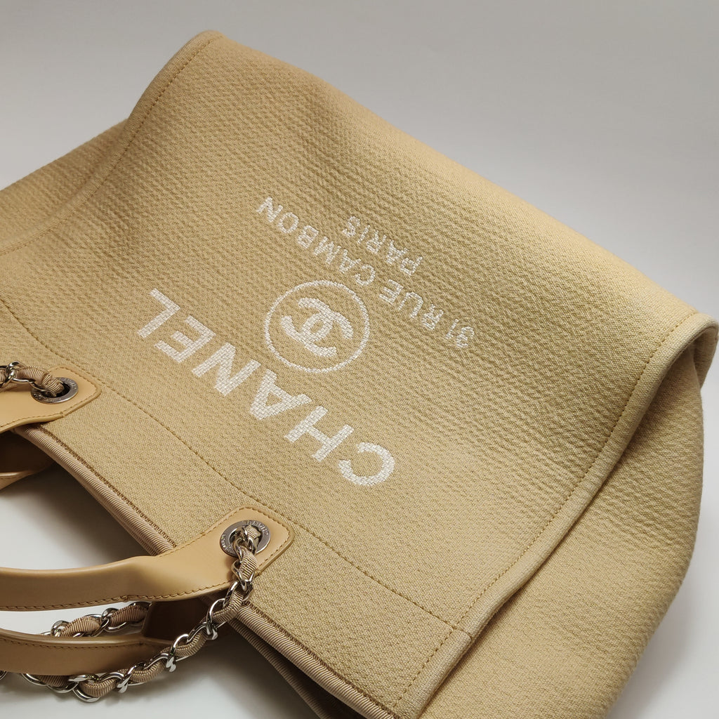 Chanel Deauville Canvas Top Handle Beige