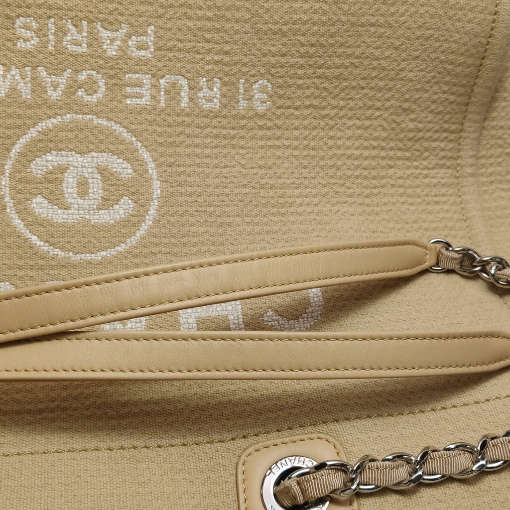 Chanel Deauville Canvas Top Handle Beige