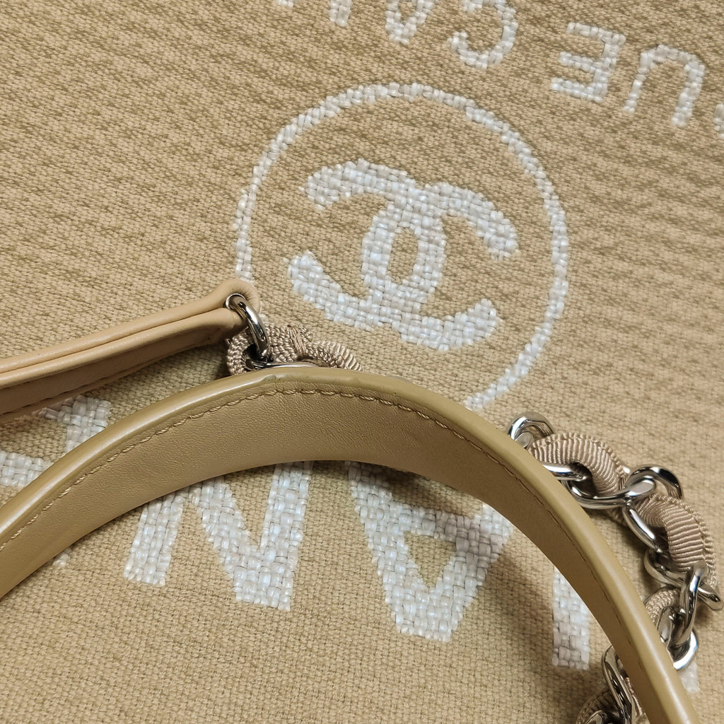 Chanel Deauville Canvas Top Handle Beige
