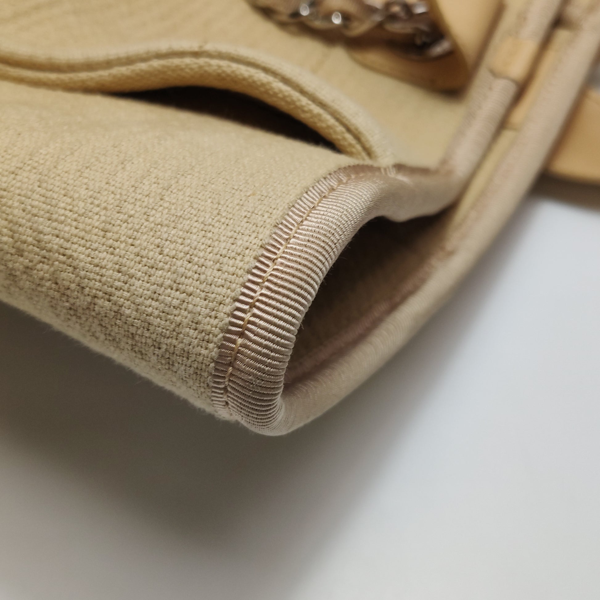 Chanel Deauville Canvas Top Handle Beige
