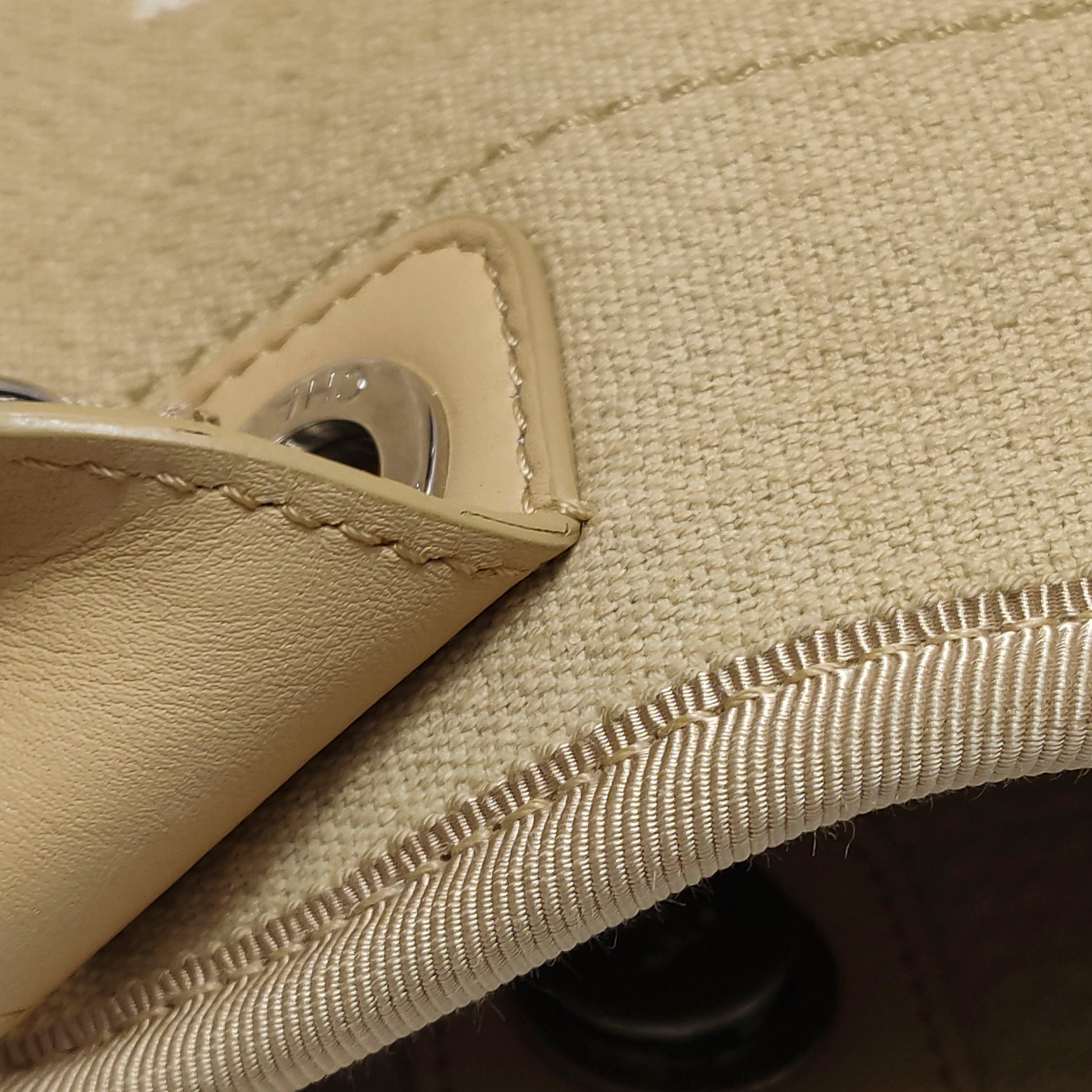 Chanel Deauville Canvas Top Handle Beige