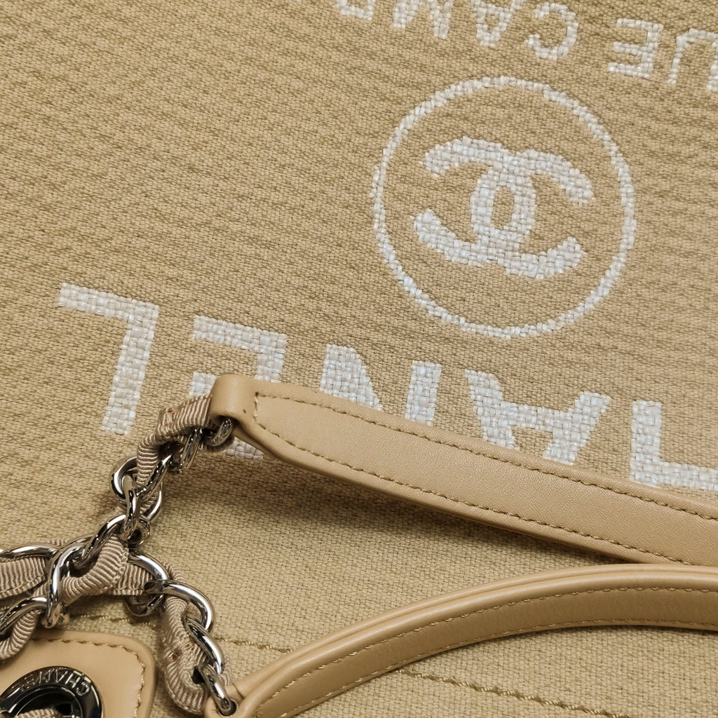 Chanel Deauville Canvas Top Handle Beige