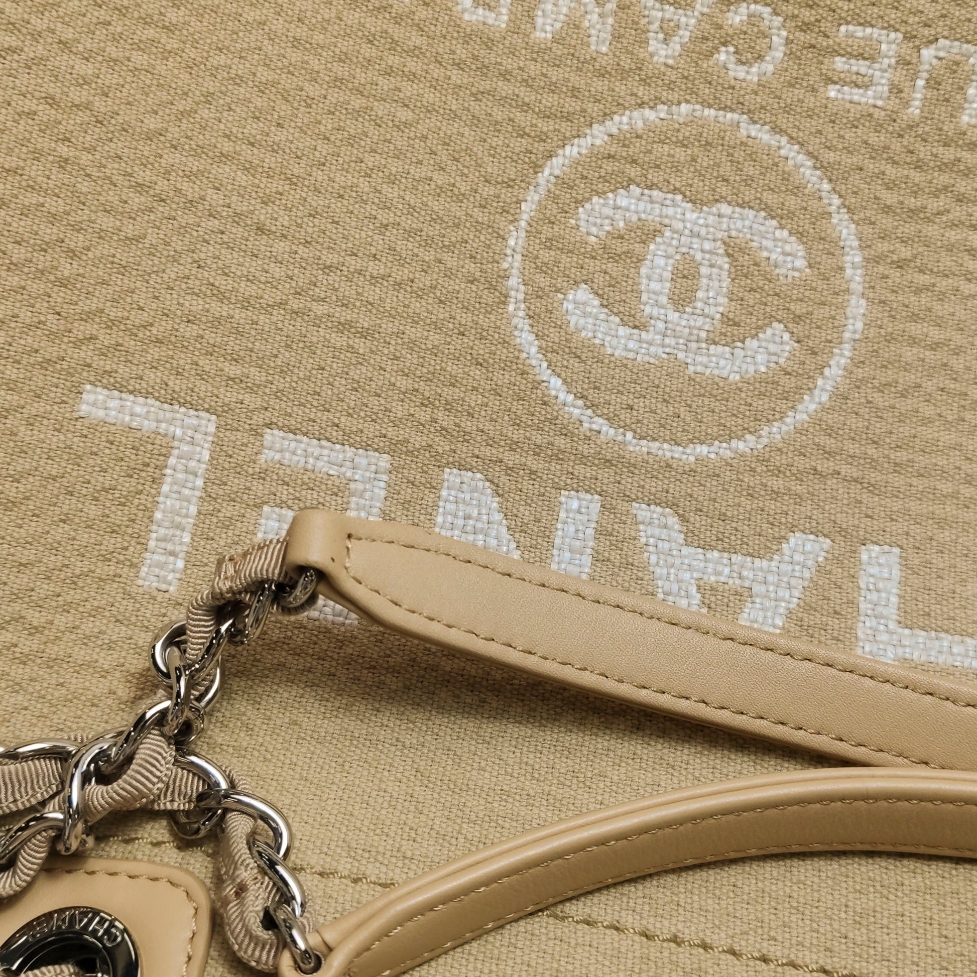 Chanel Deauville Canvas Top Handle Beige