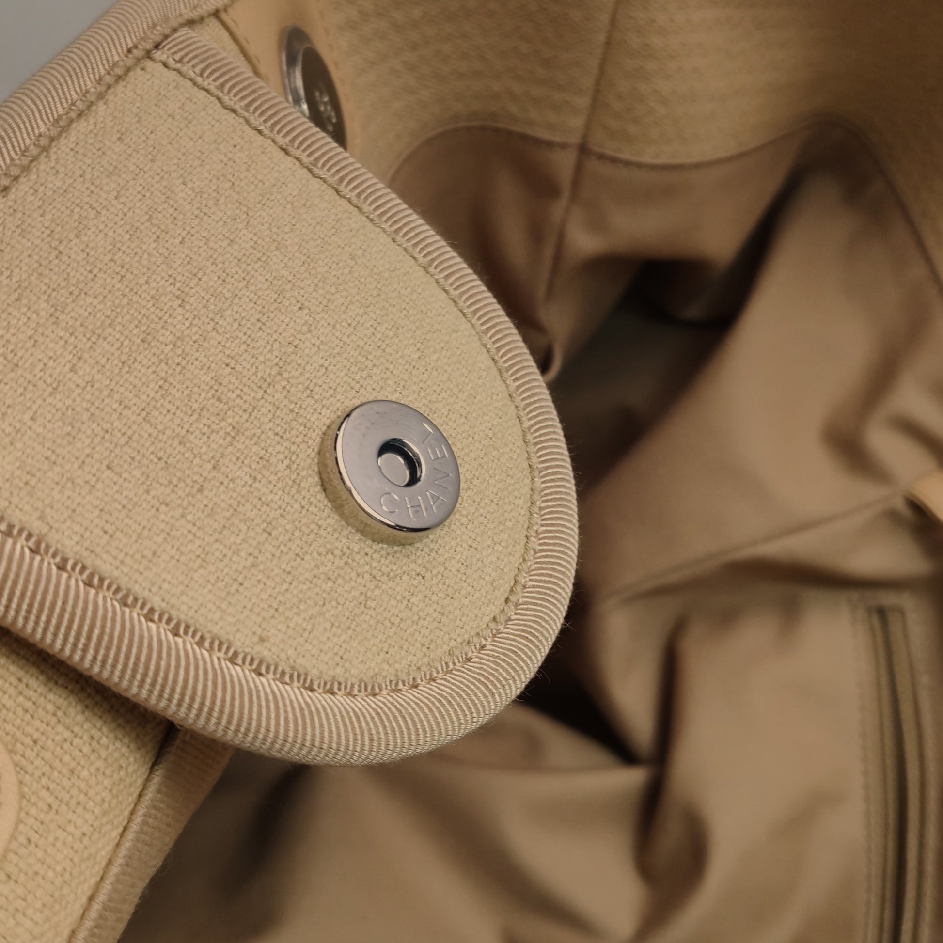 Chanel Deauville Canvas Top Handle Beige