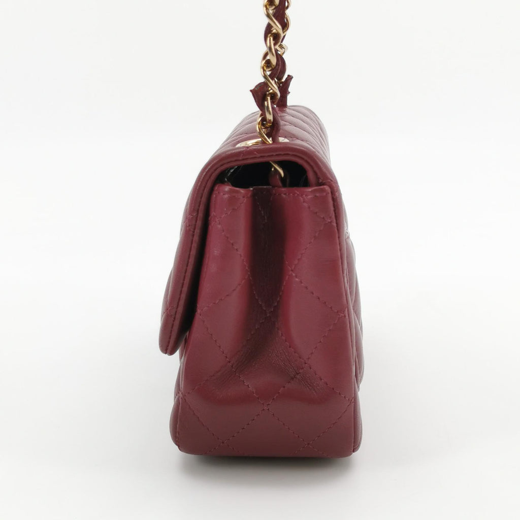 Chanel Mini Square Lambskin Dark Red