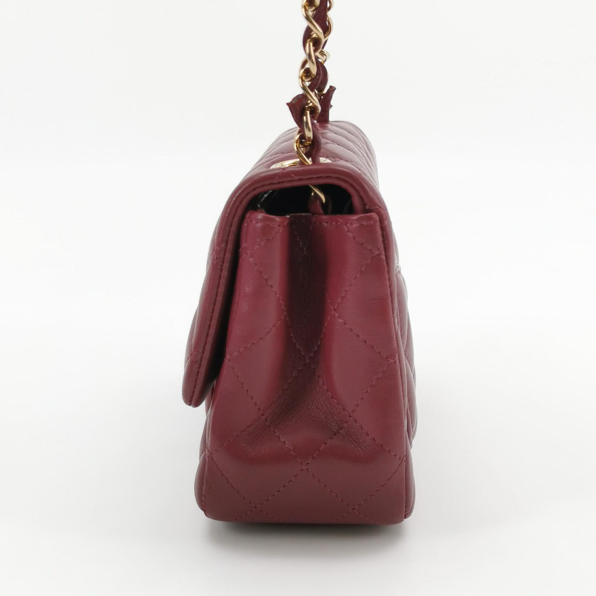Chanel Mini Square Lambskin Dark Red