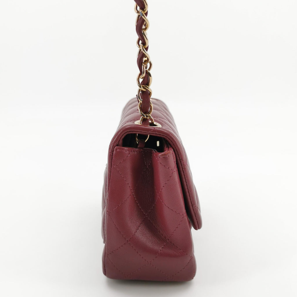 Chanel Mini Square Lambskin Dark Red