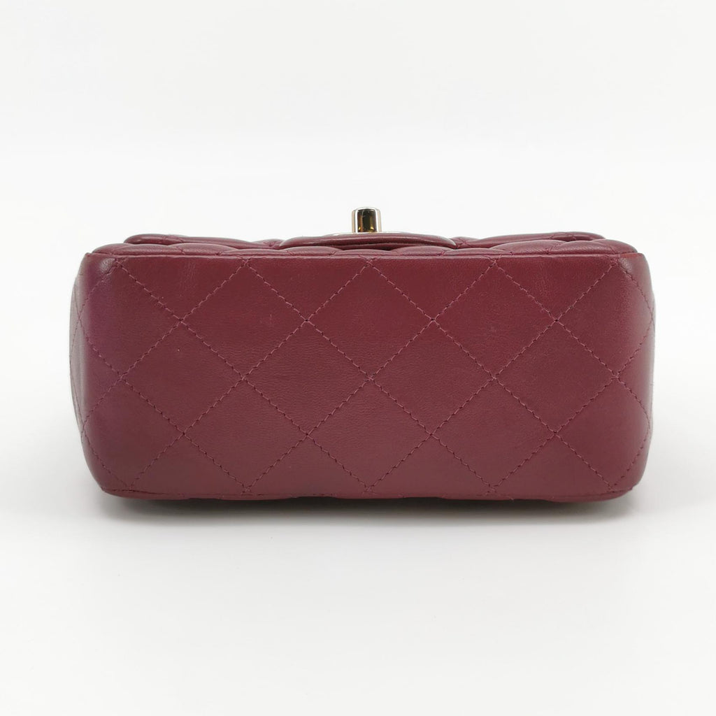 Chanel Mini Square Lambskin Dark Red