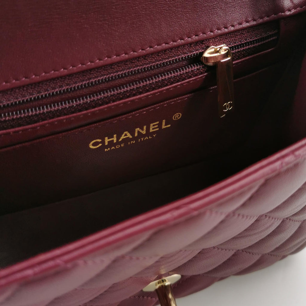 Chanel Mini Square Lambskin Dark Red