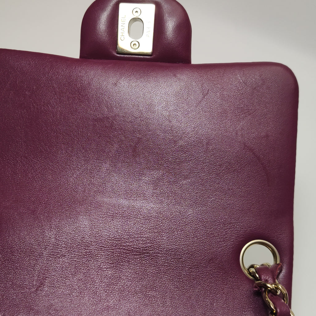 Chanel Mini Square Lambskin Dark Red