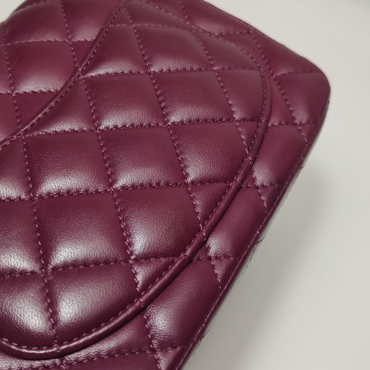Chanel Mini Square Lambskin Dark Red