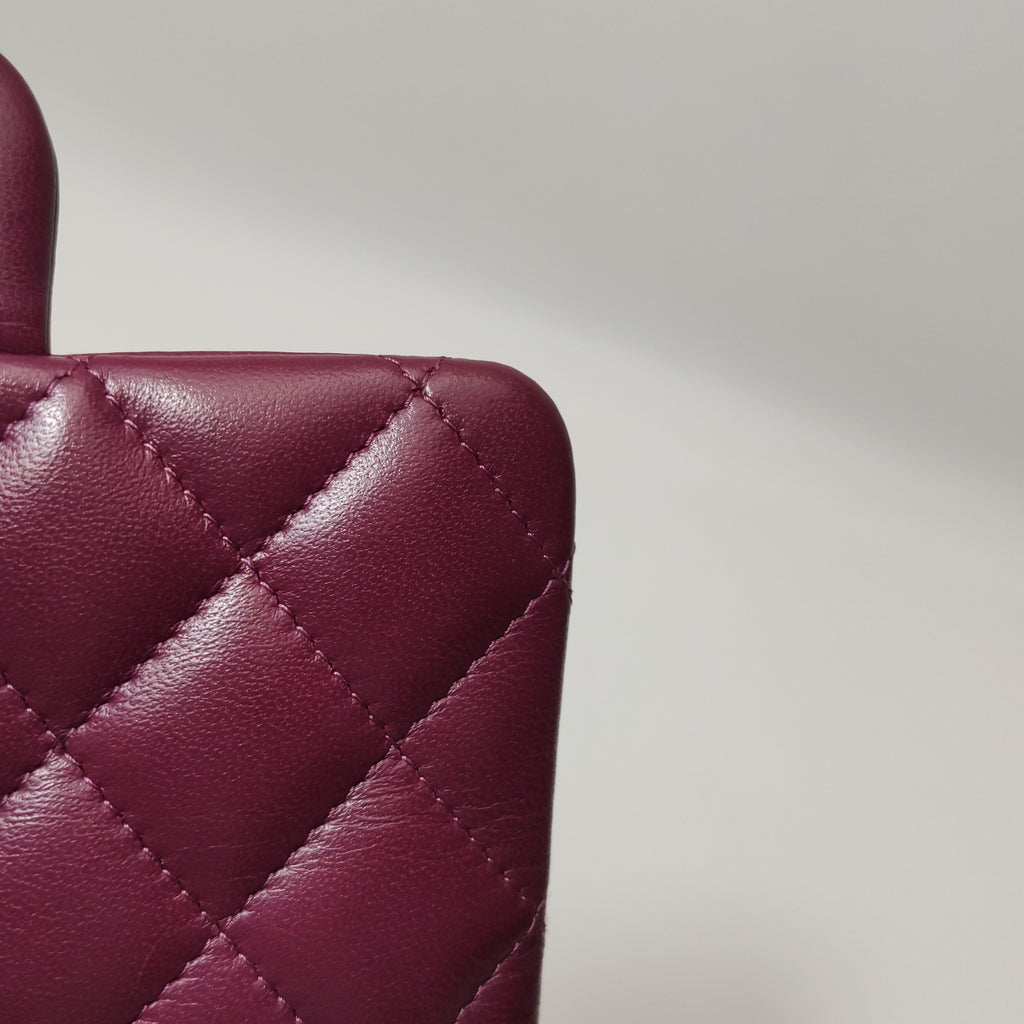 Chanel Mini Square Lambskin Dark Red