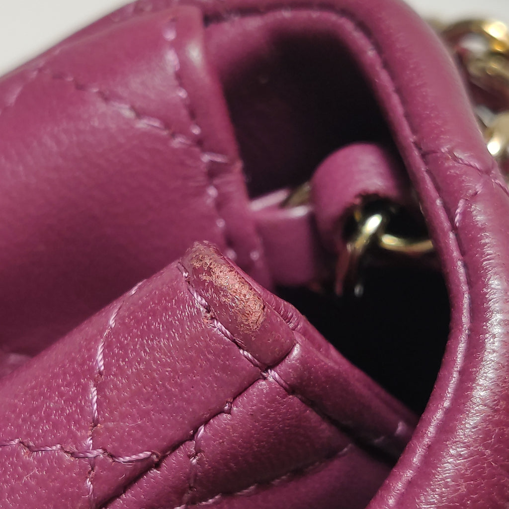 Chanel Mini Square Lambskin Dark Red