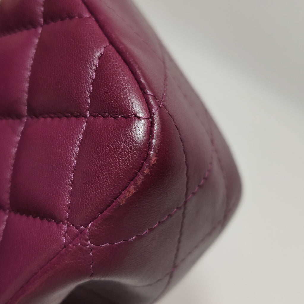Chanel Mini Square Lambskin Dark Red