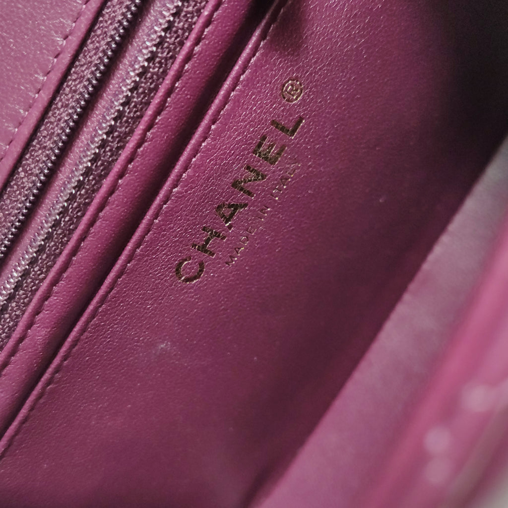 Chanel Mini Square Lambskin Dark Red