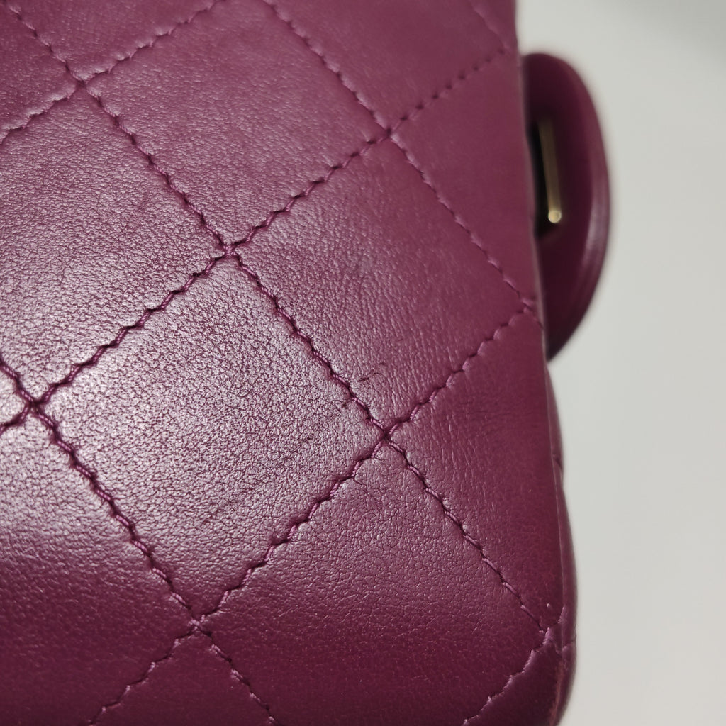Chanel Mini Square Lambskin Dark Red