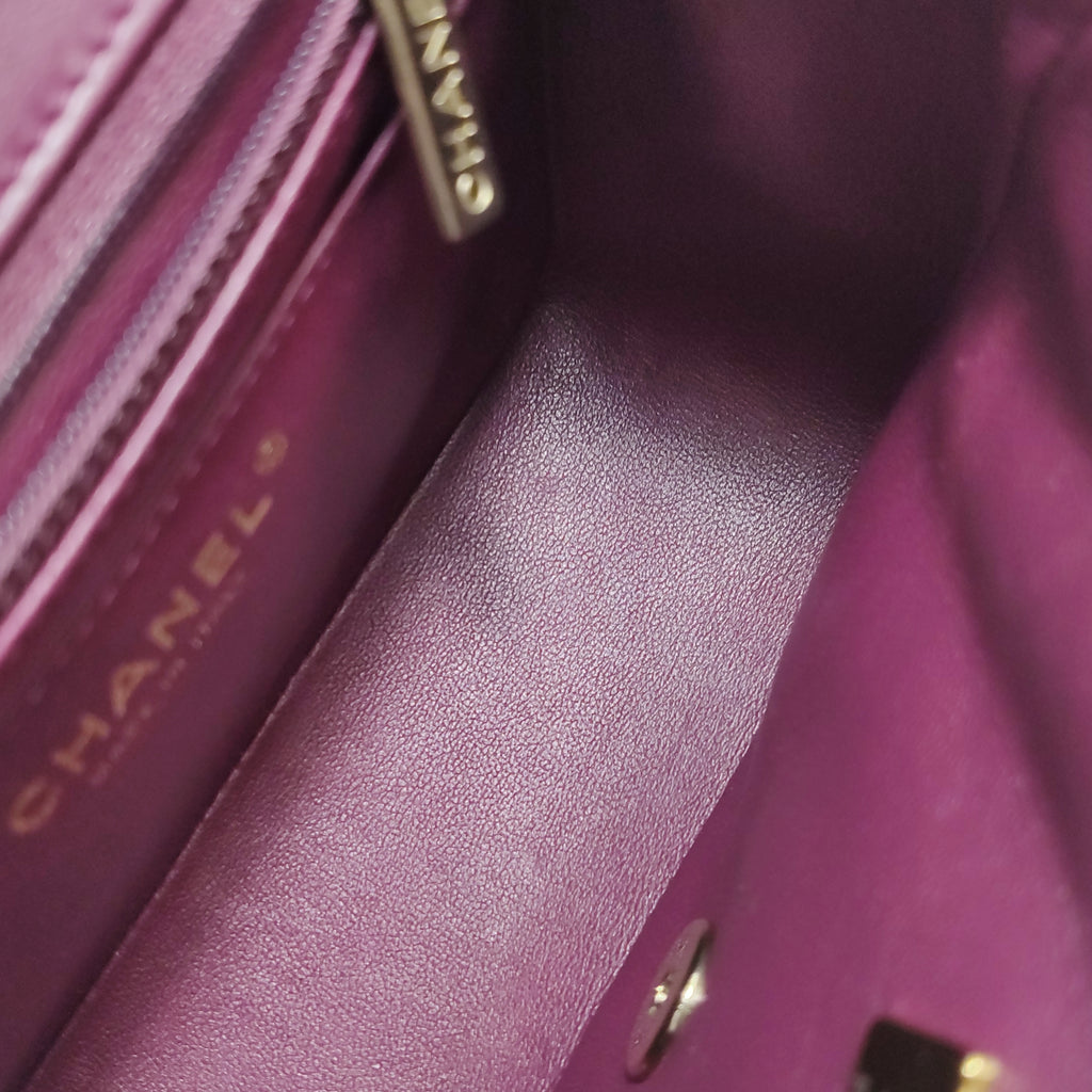 Chanel Mini Square Lambskin Dark Red