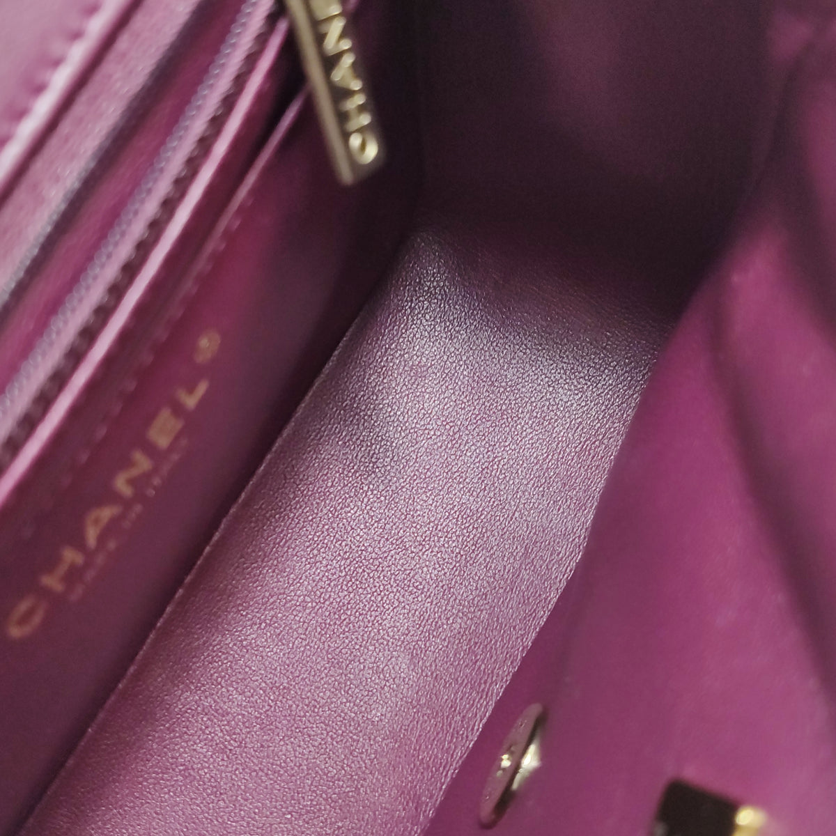 Chanel Mini Square Lambskin Dark Red