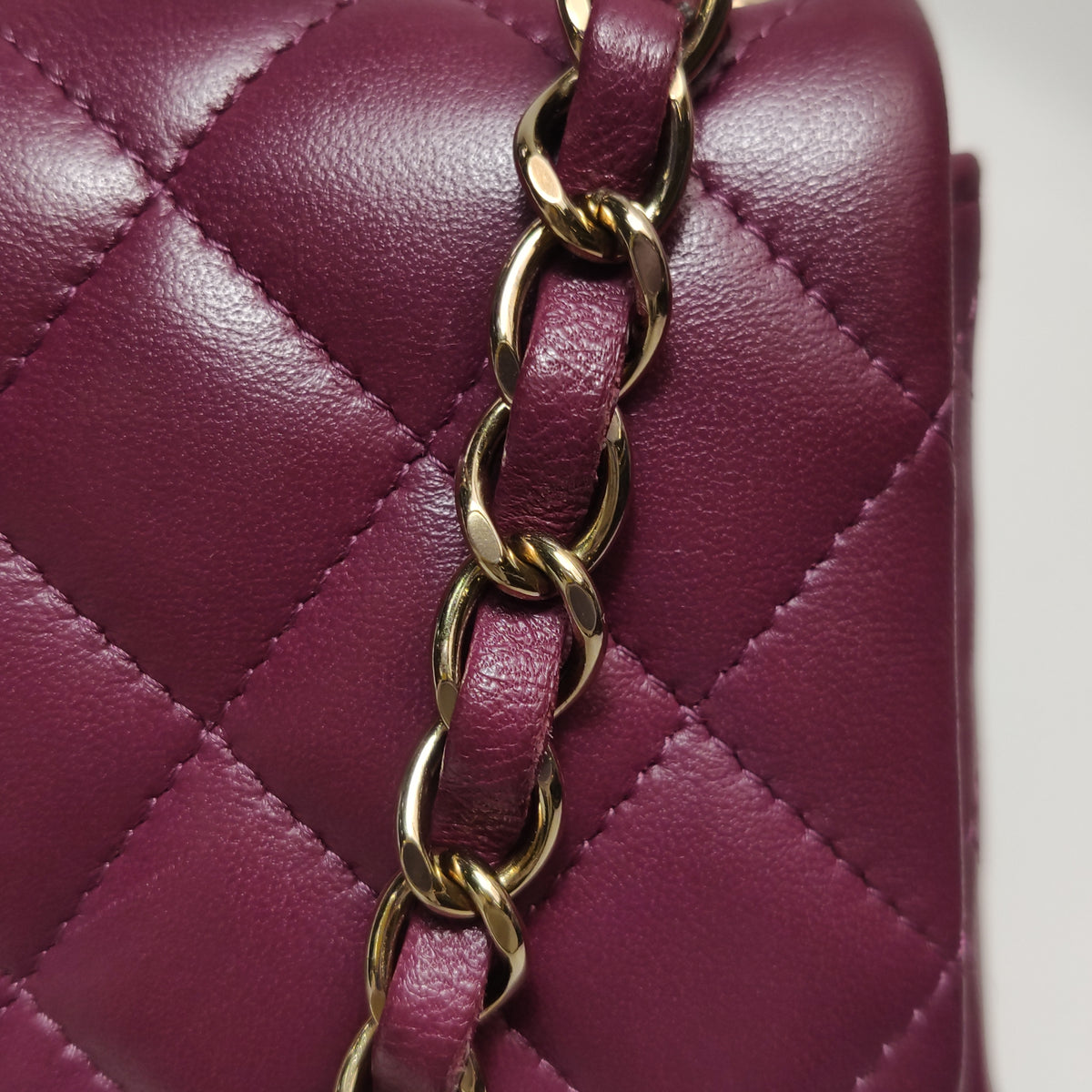 Chanel Mini Square Lambskin Dark Red
