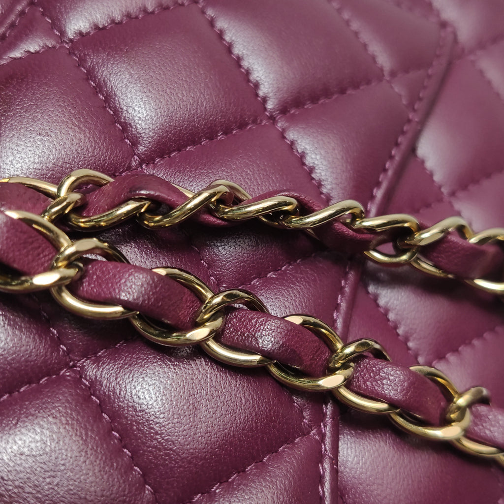 Chanel Mini Square Lambskin Dark Red