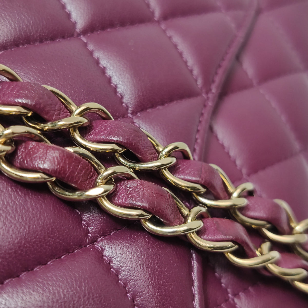Chanel Mini Square Lambskin Dark Red