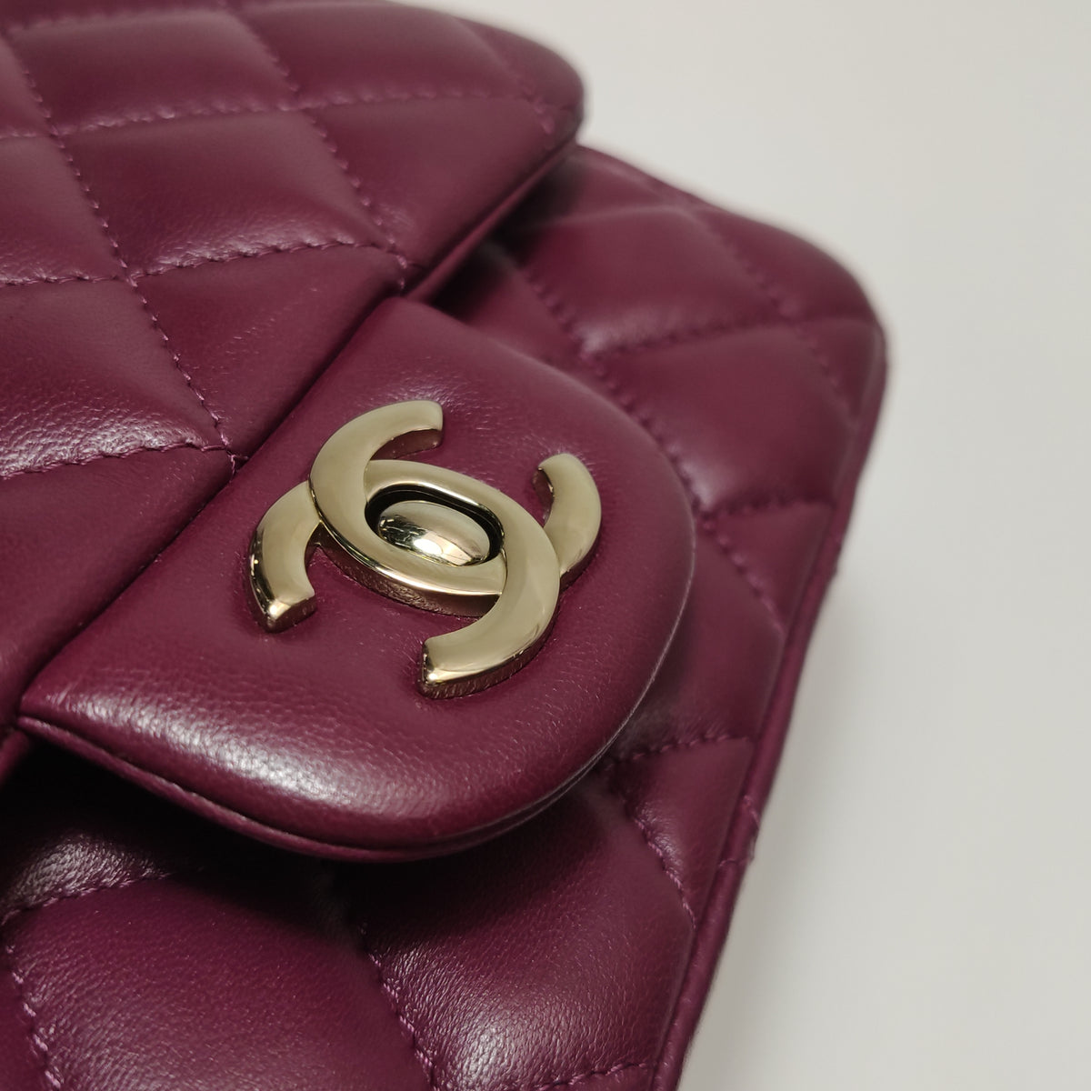 Chanel Mini Square Lambskin Dark Red