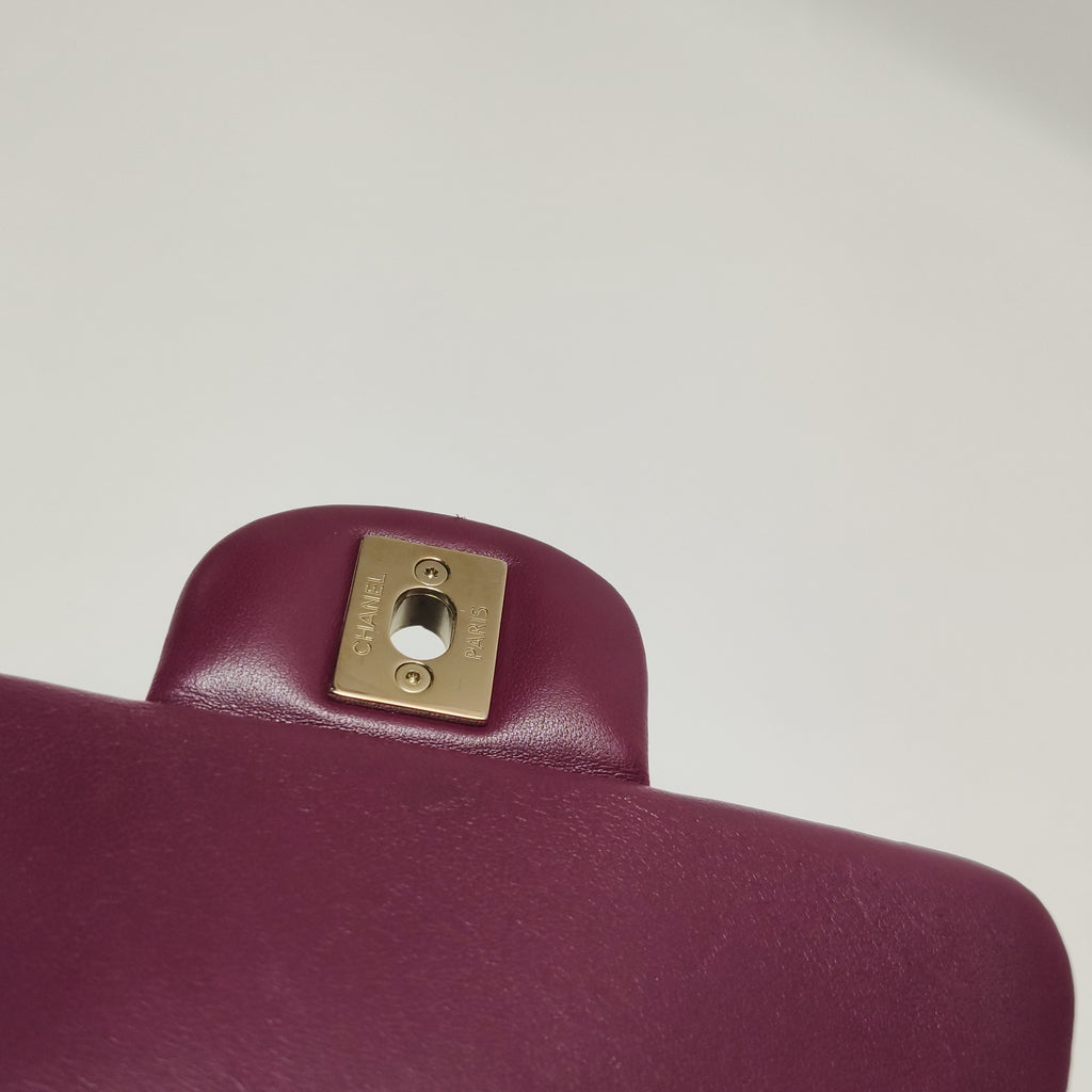 Chanel Mini Square Lambskin Dark Red