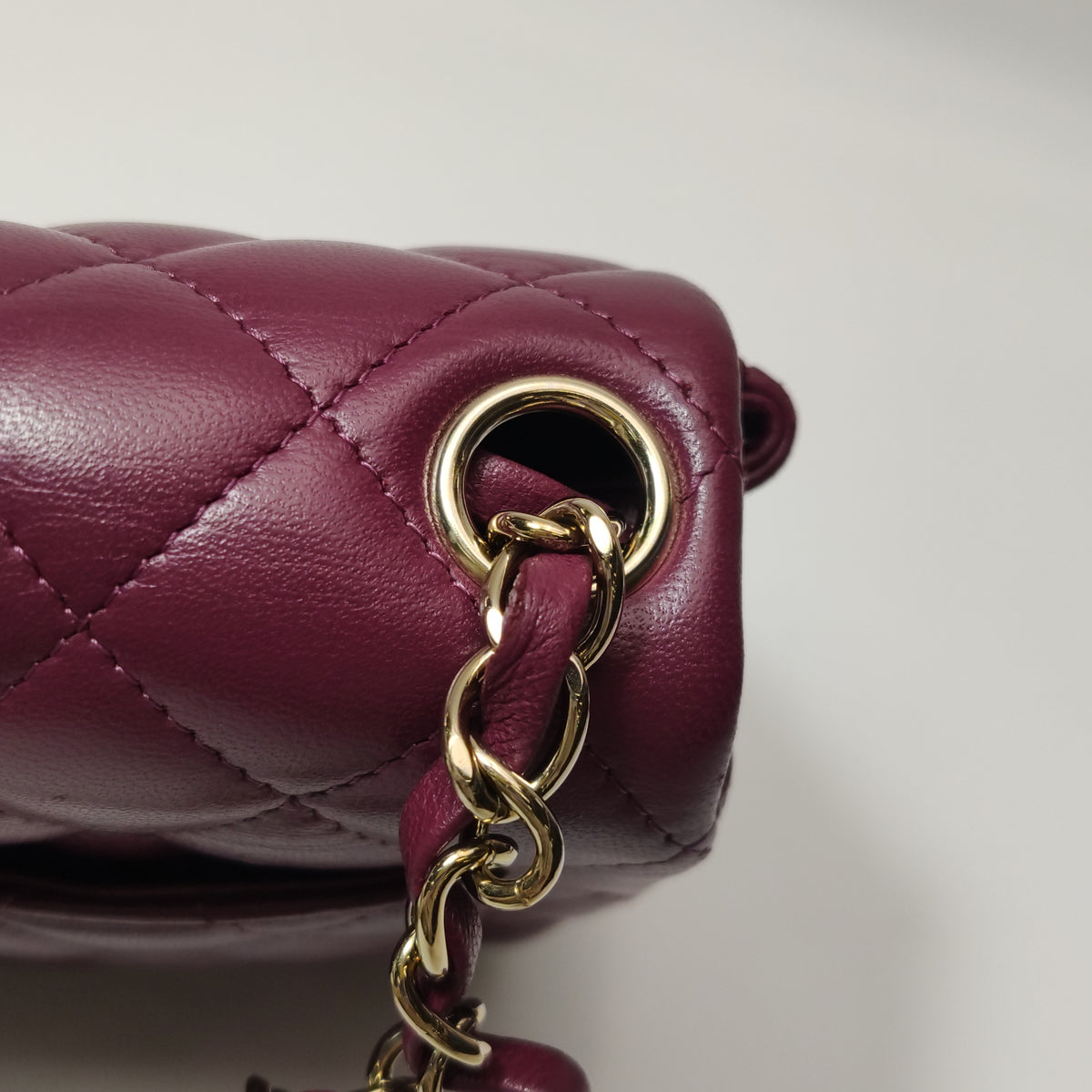 Chanel Mini Square Lambskin Dark Red