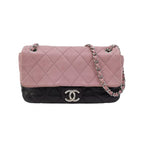 Chanel Bicolor Quilted Lambskin Medium Single Flap Pink Black