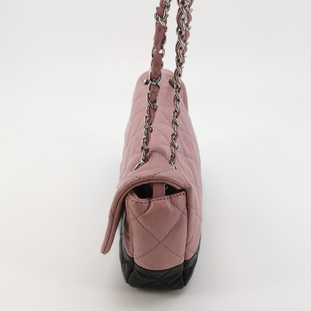 Chanel Bicolor Quilted Lambskin Medium Single Flap Pink Black