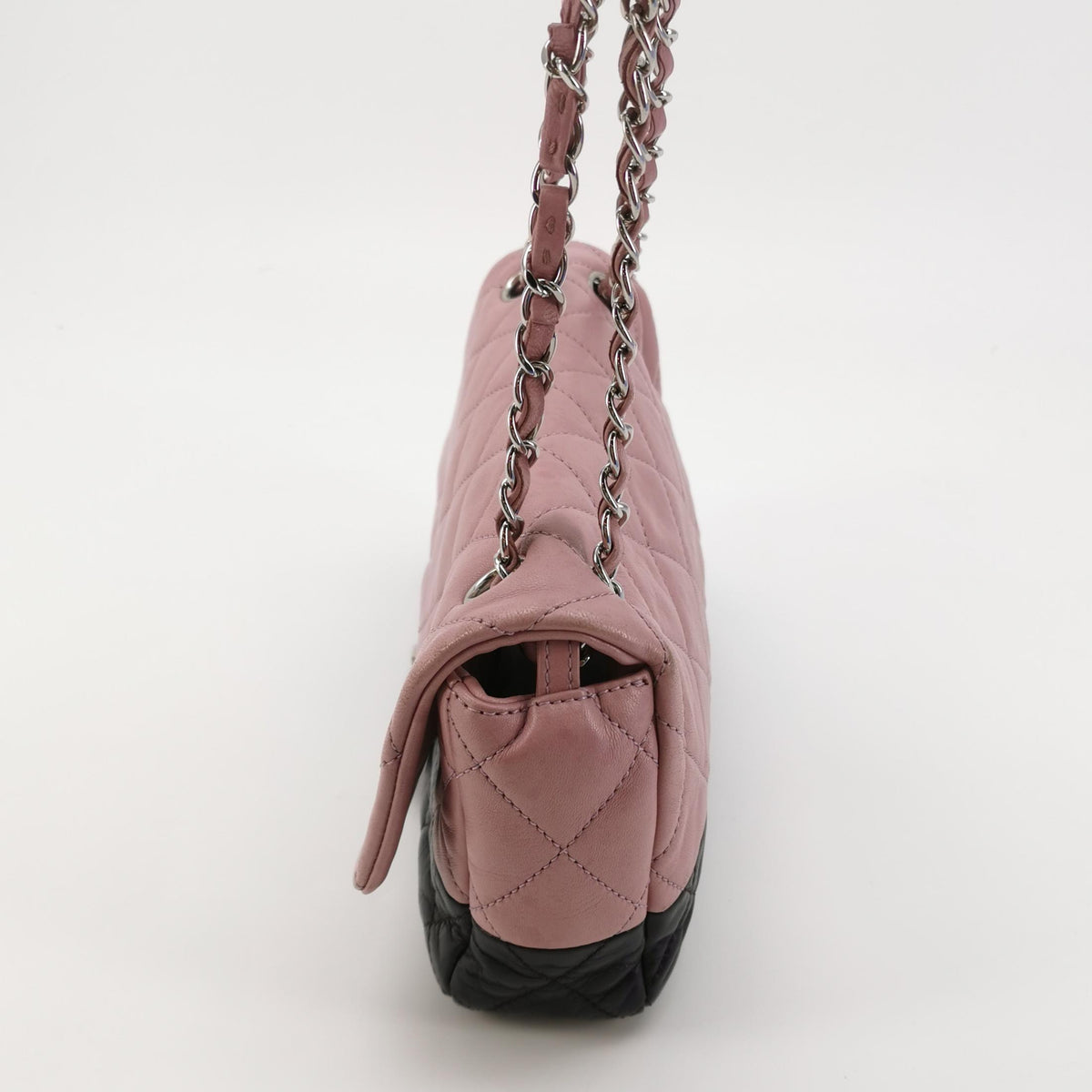 Chanel Bicolor Quilted Lambskin Medium Single Flap Pink Black