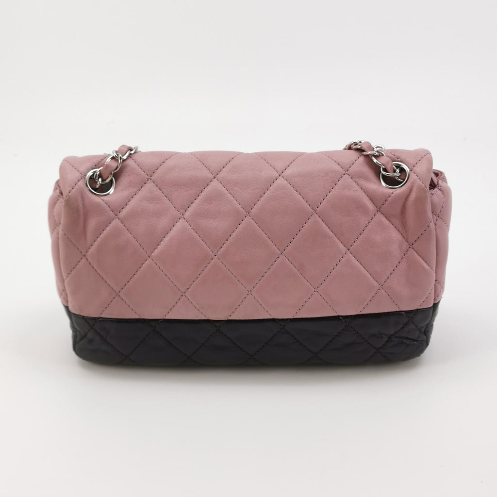 Chanel Bicolor Quilted Lambskin Medium Single Flap Pink Black