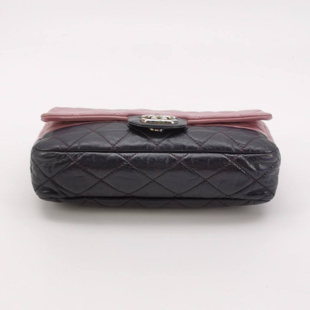 Chanel Bicolor Quilted Lambskin Medium Single Flap Pink Black