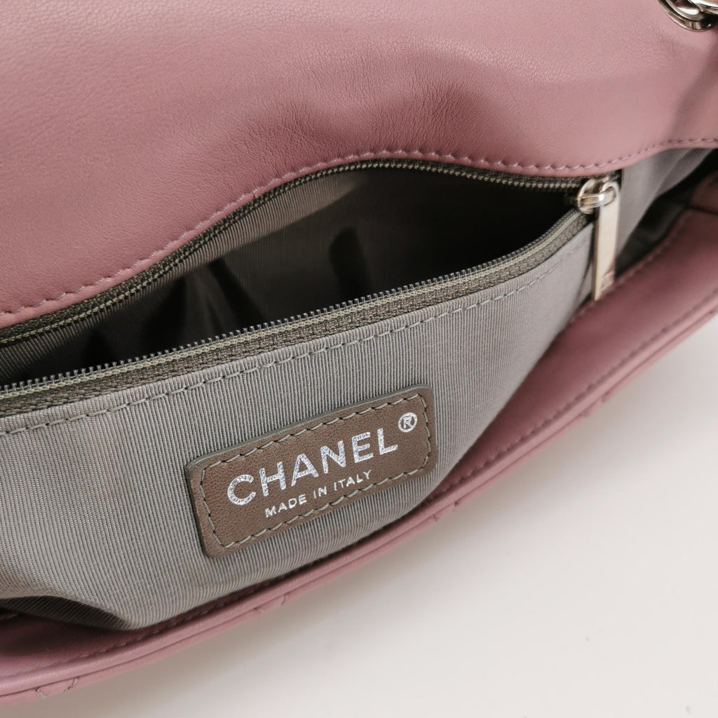 Chanel Bicolor Quilted Lambskin Medium Single Flap Pink Black
