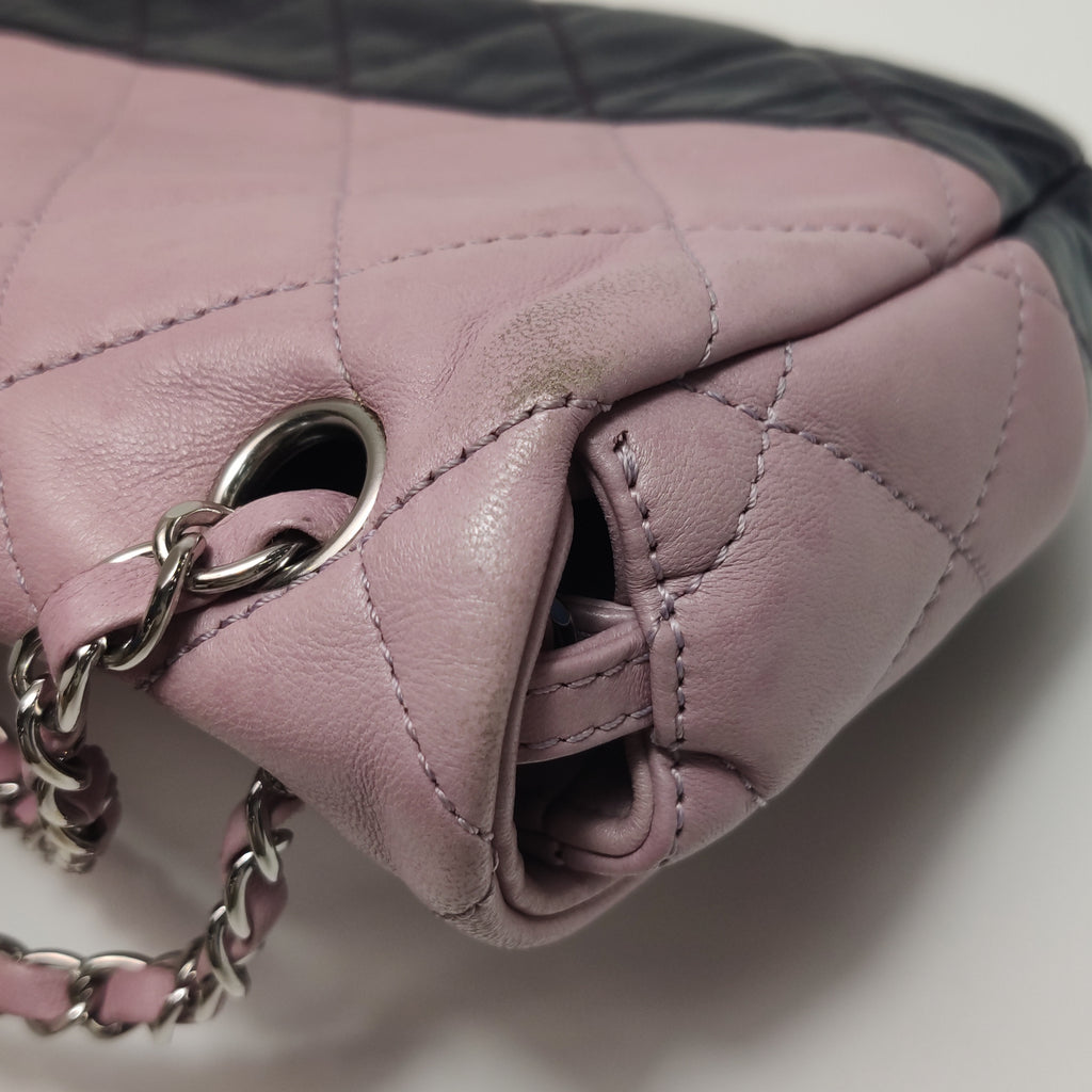 Chanel Bicolor Quilted Lambskin Medium Single Flap Pink Black