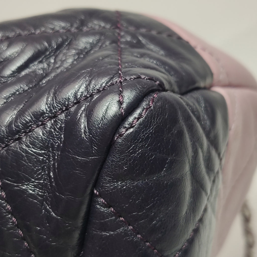 Chanel Bicolor Quilted Lambskin Medium Single Flap Pink Black
