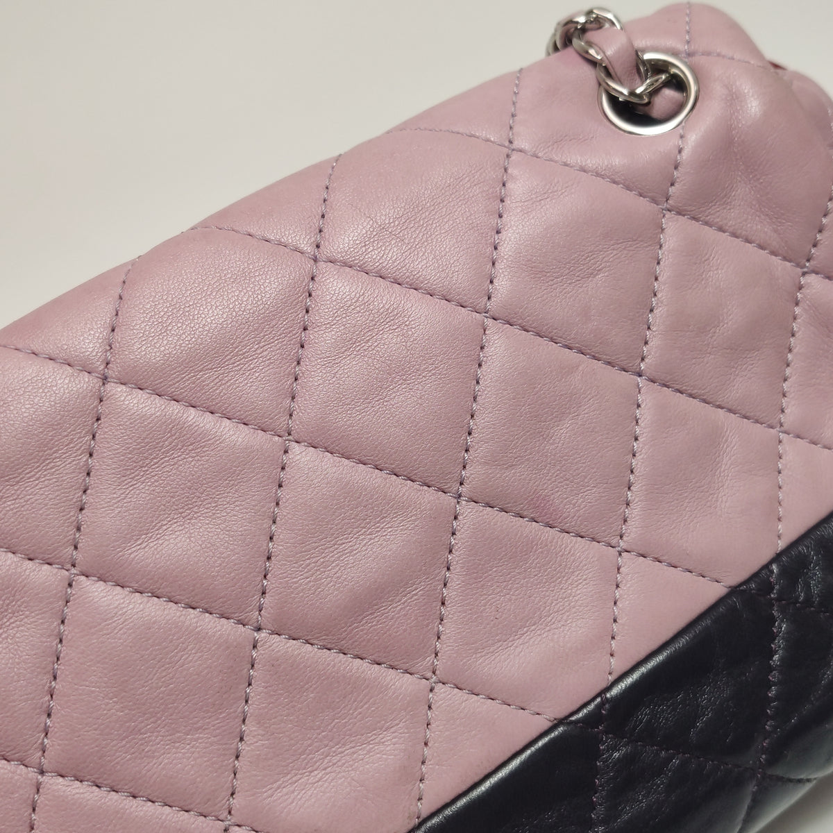 Chanel Bicolor Quilted Lambskin Medium Single Flap Pink Black