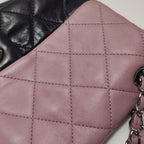 Chanel Bicolor Quilted Lambskin Medium Single Flap Pink Black