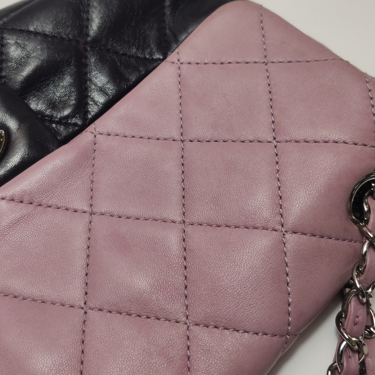 Chanel Bicolor Quilted Lambskin Medium Single Flap Pink Black