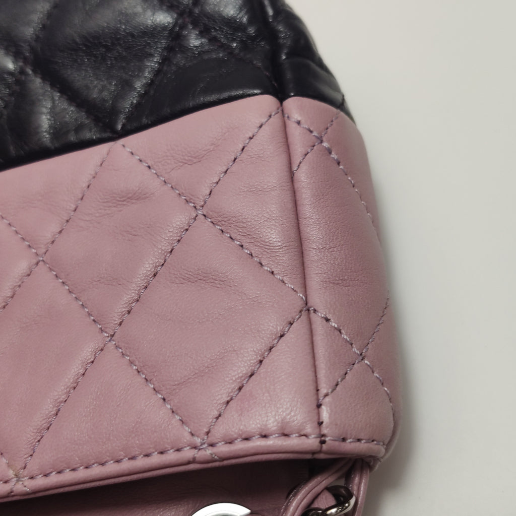 Chanel Bicolor Quilted Lambskin Medium Single Flap Pink Black