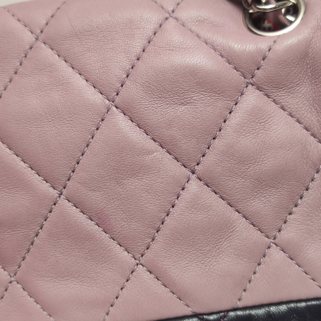 Chanel Bicolor Quilted Lambskin Medium Single Flap Pink Black