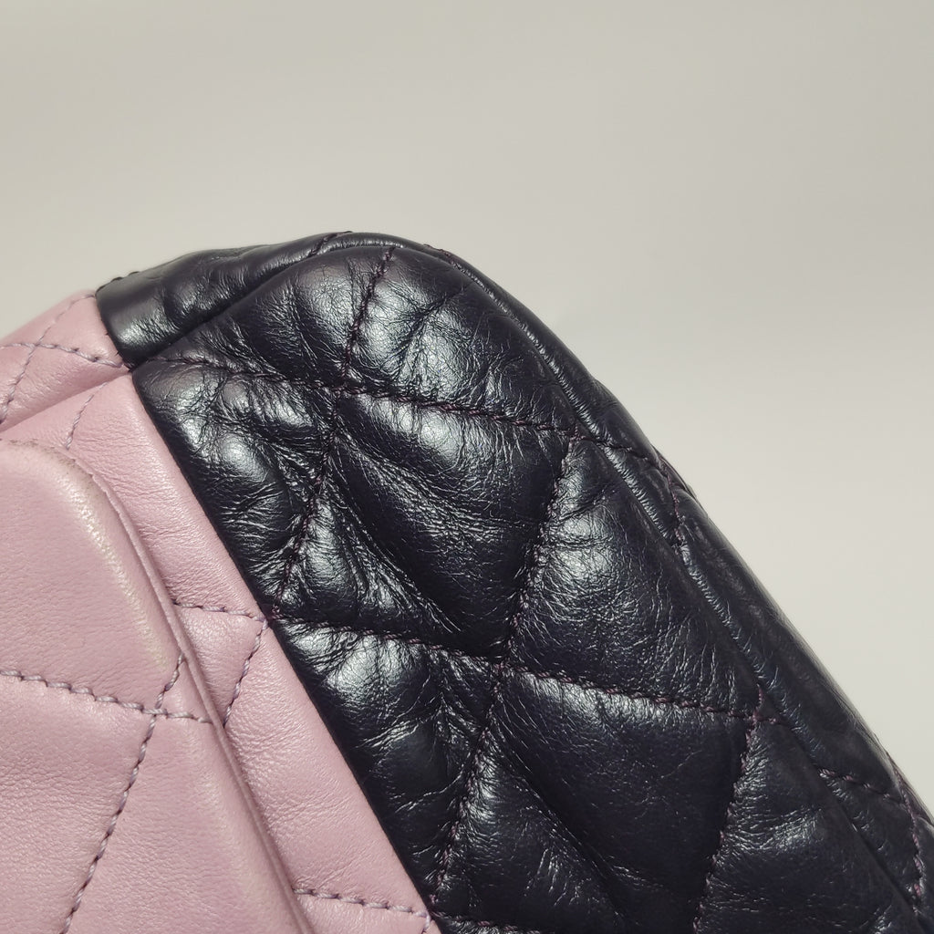Chanel Bicolor Quilted Lambskin Medium Single Flap Pink Black