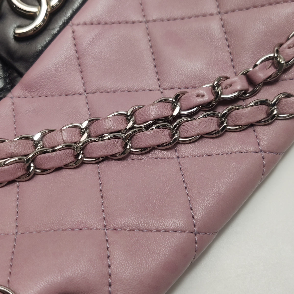 Chanel Bicolor Quilted Lambskin Medium Single Flap Pink Black