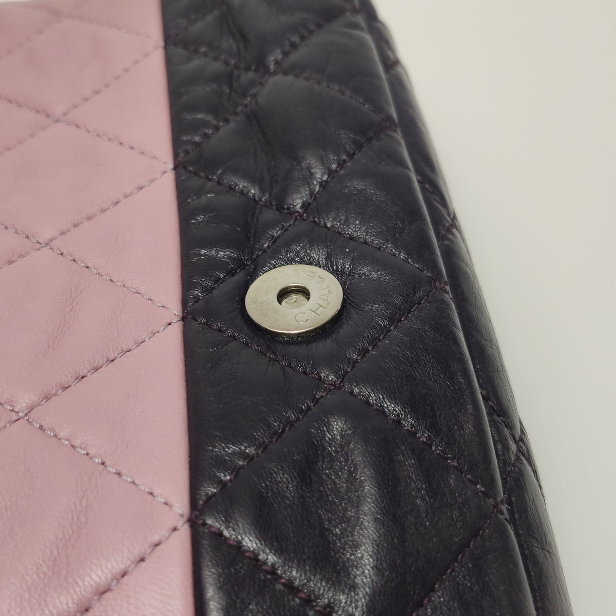 Chanel Bicolor Quilted Lambskin Medium Single Flap Pink Black