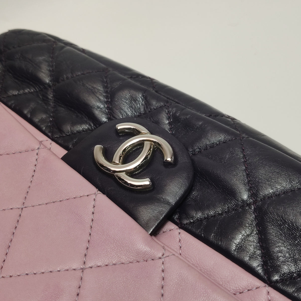 Chanel Bicolor Quilted Lambskin Medium Single Flap Pink Black
