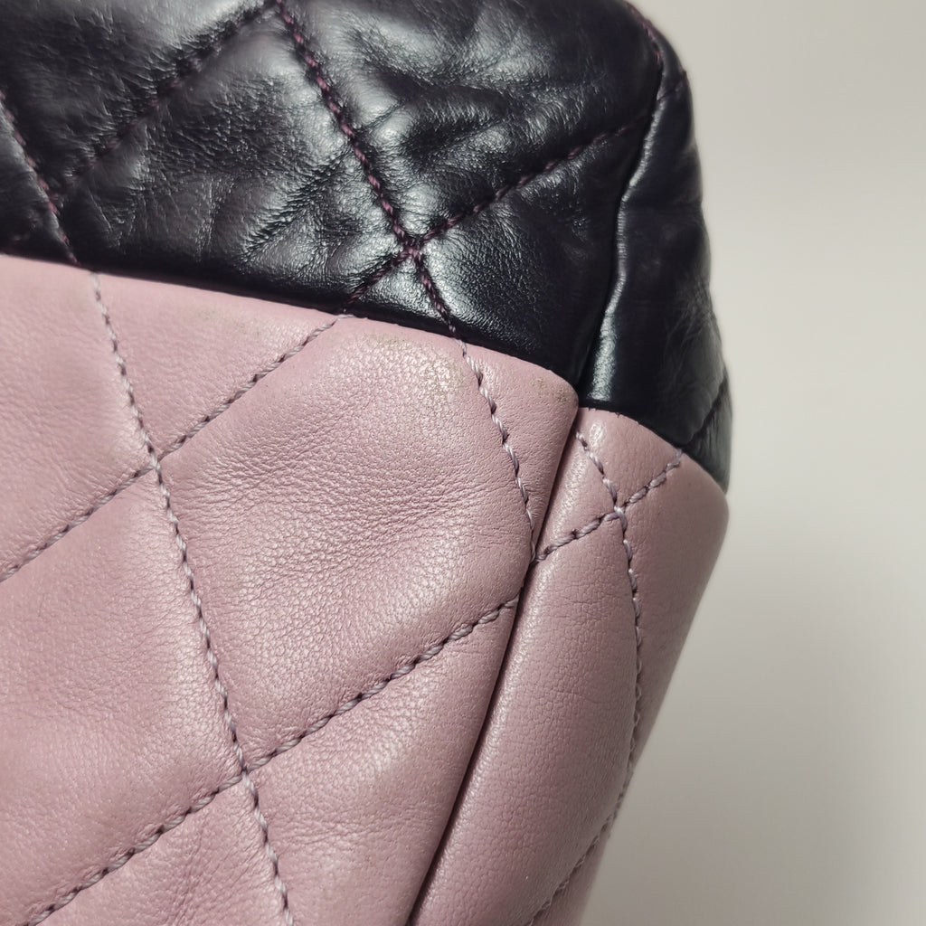 Chanel Bicolor Quilted Lambskin Medium Single Flap Pink Black