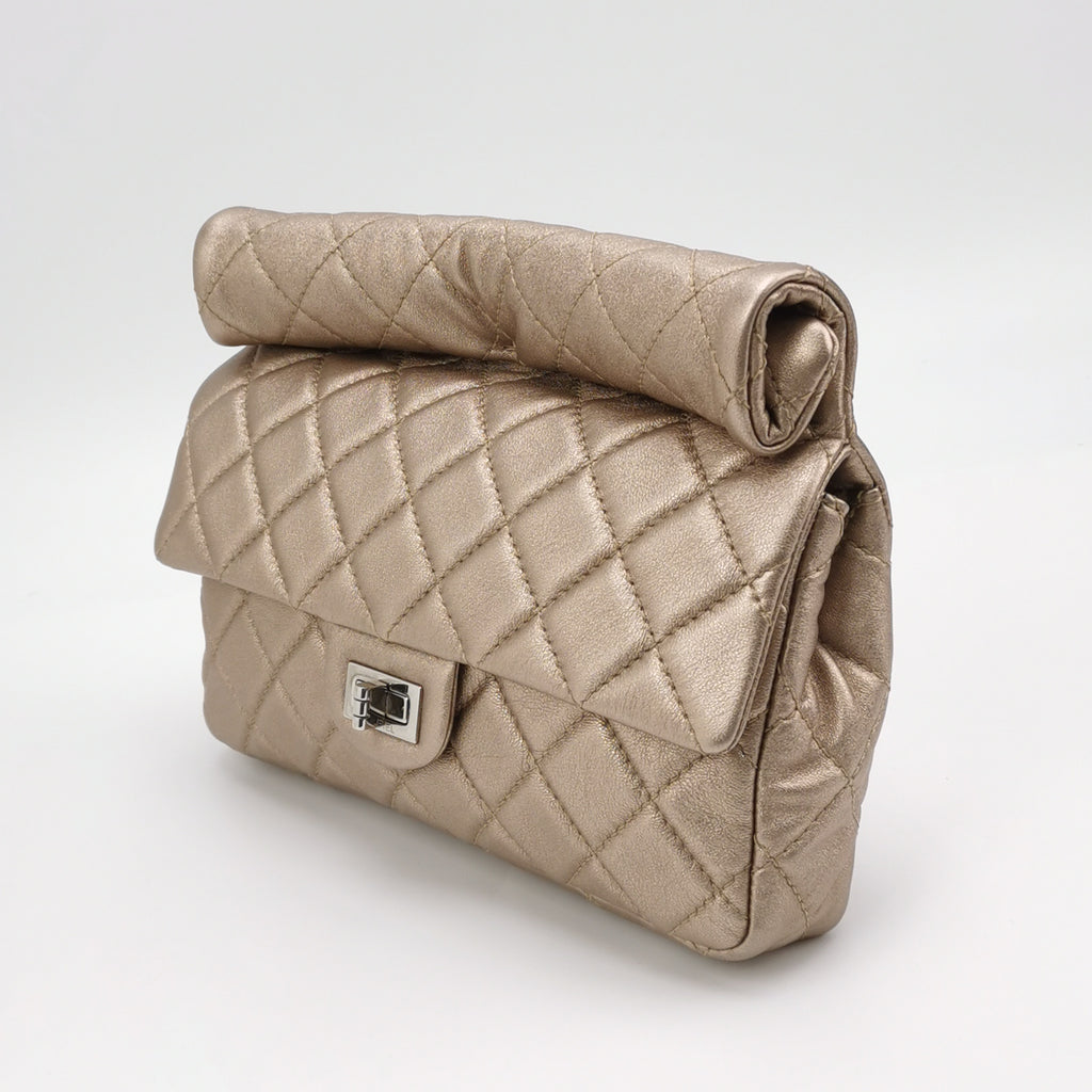 Chanel Quilted Roll 2.55 Reissue Clutch Light Gold Iridescent Calfskin
